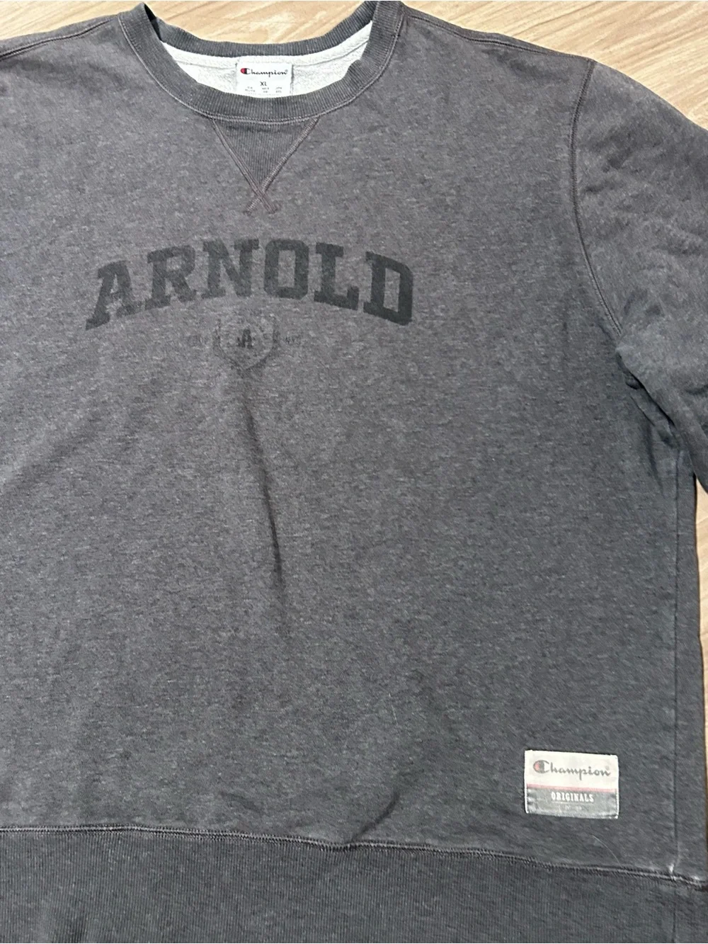 Y2k Champion Originals Arnold Varsity Crest Crewneck - Grey XL